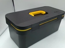 Deli 19" Plastic Toolbox Heavy Duty Portable Tool Organizer Lockable Tray Black