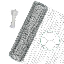 Chicken Wire Fencing, 16 in x 396 in 40cm x 10m Chicken Wire Mesh Roll, 0.6 in