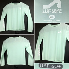 Surfstyle Womens Rashguard Shirt XL Light Aqua UPF 60 Swim Beach Long Sleeve