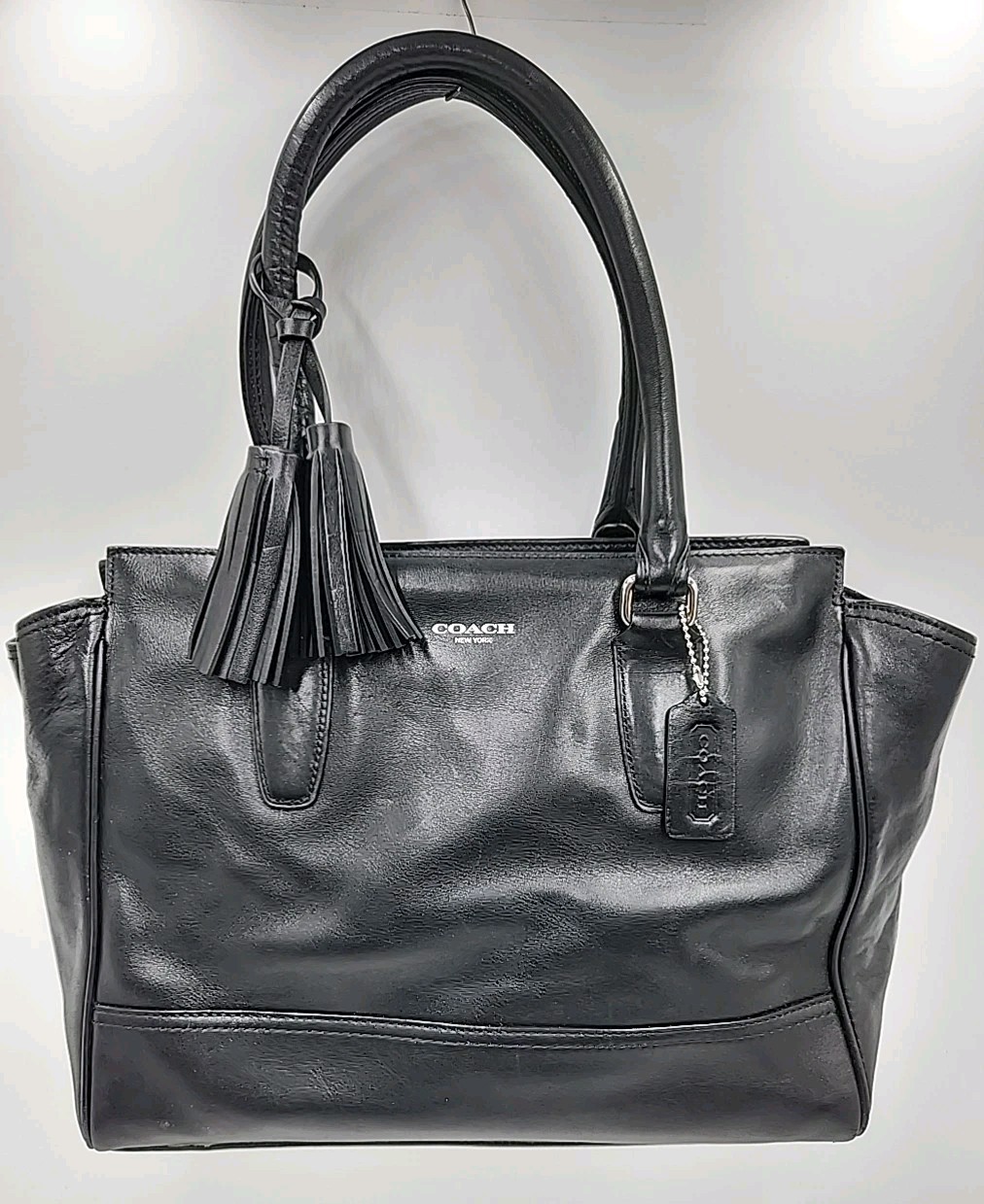 Coach Legacy Candace Carry all Tote Bag Black Leather Silver