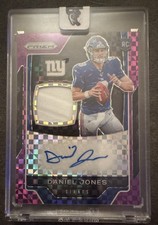 2019 Panini Prizm - Daniel Jones #RPA-DJ Purple Power Prizm 27/30 (AU, MEM, RC)