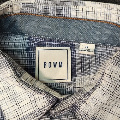 Camicia uomo ROWM S blu ardesia e bianca a quadri 100% cotone bottoni maniche lunghe - Foto 2 di 15