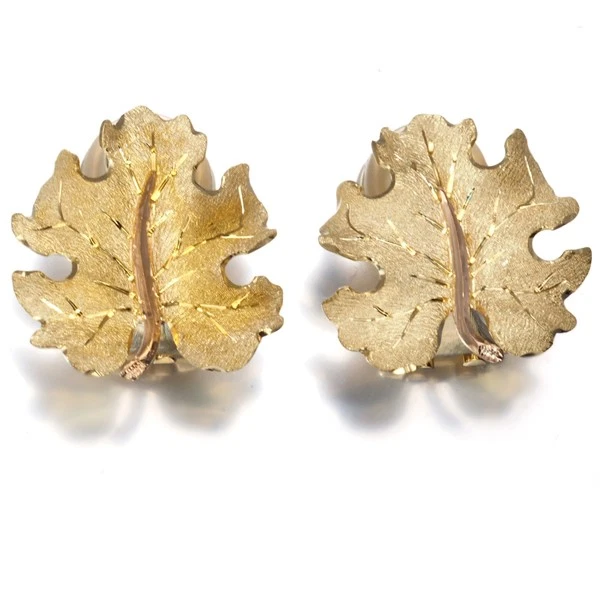 Auth GIANMARIA BUCCELLATI Earrings Leaf 18K 750 Yellow Gold - Image 2 of 4
