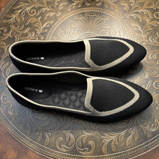 Birdies Women  s Black/Ivory Colorblock Knit Slip-On Loafer Flats 7.5M