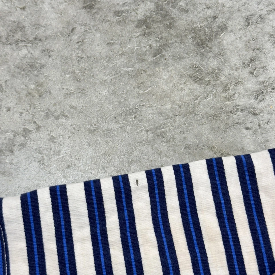 Camisa J.Crew Para Hombre Extra Grande Azul Blanco Bretón Rayas Cuello Redondo Manga Corta Foto 4 de 4