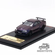 IG x Tarmac Work 1:64 R34 Z-tune Purple Metallic Diecast Model Car