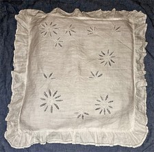 Vtg Madeira Hand Embroidered "Baby" Chriestening Crib Pillowcase Sham Chambray