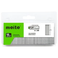 meite 18 Gauge Brad Nail 5/8" Length F15 Galvanized Small Finishing 1,000 Counts