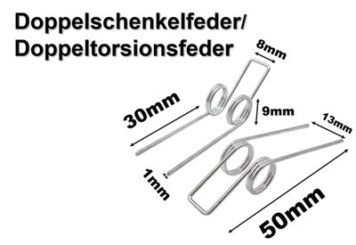 5 x Doppeltorsionsfeder/Doppelschenkelfeder Länge:40mm doppelte Torsionsfeder