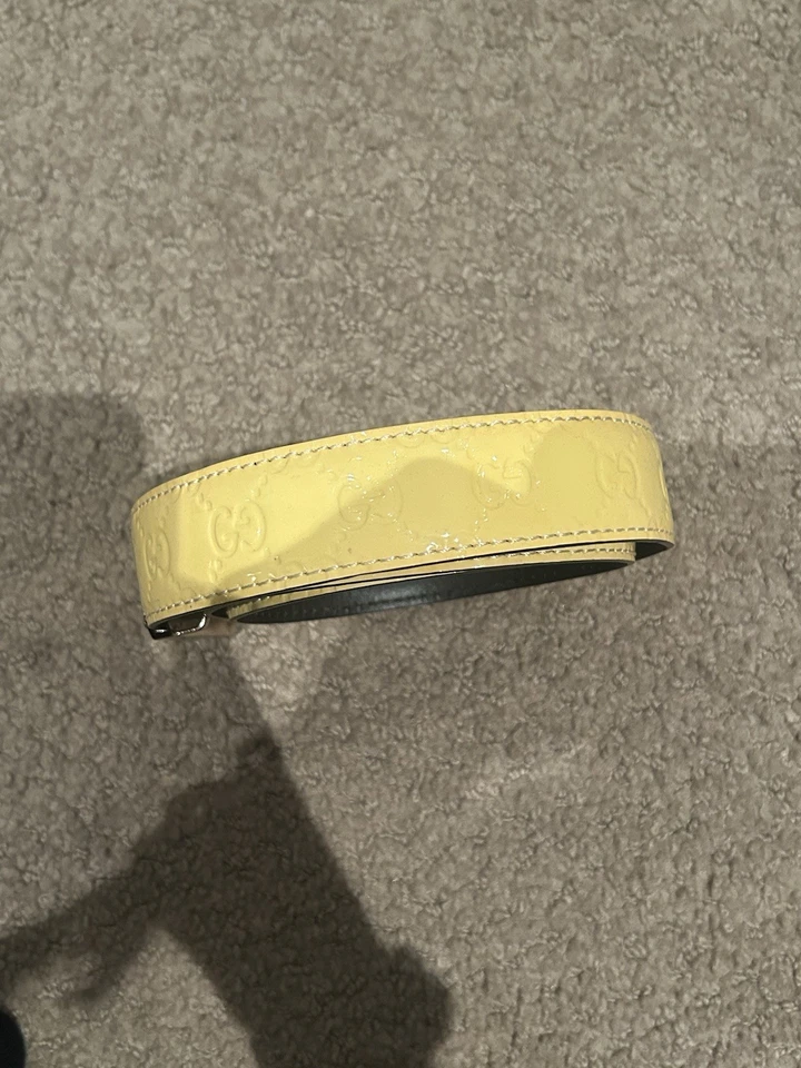 Gucci Monograma Cinturón Cuero Oro 95 Foto 3 de 4