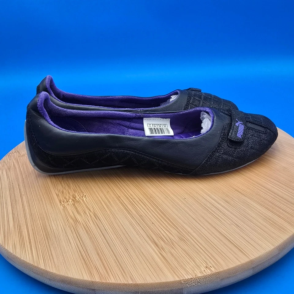 Zapatos planos de ballet Puma para mujer talla 8,5 negros púrpura acolchados cómodos sin cordones Y2K Foto 2 de 4