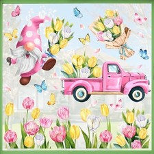 9 Sheets Spring is in The Air Tulip Flowers Window Clings, Floral Truck Gnome