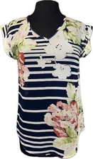 NEW Baciano by Bacci Sheer Floral Top Women's Size S/M Pink Blue Layer Travel