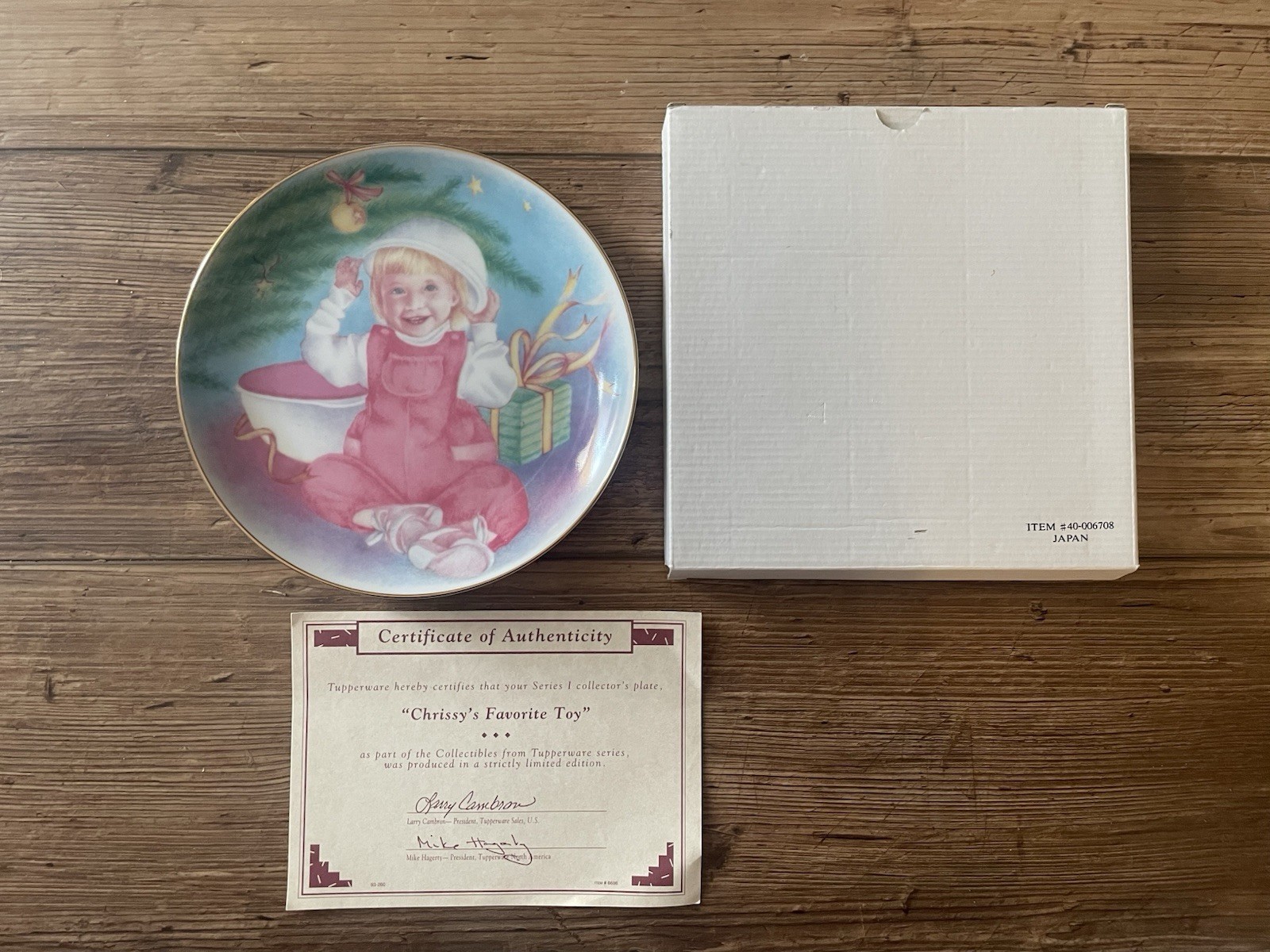 1993 Chrissy’s Favorite Toy Collector’s Edition Plate Certification Authentic