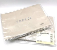 Frette Tecla Allover Euro Pillow Shams Savage Beige Set of 2 Shams NEW JG025039