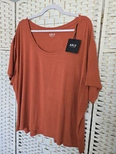 NEW! Womens ABLE Mae Drapey TEE SHIRT Top Orange Size 2X Soft & Stretchy