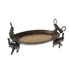 Pride of the Elephant Centerpiece Tray Carved Rain Tree Oval Wooden Tray
