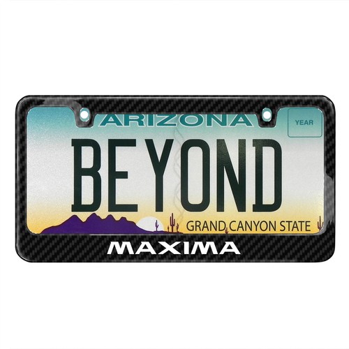 for Nissan Maxima Black Real Carbon Fiber License Plate Frame - Picture 3 of 8