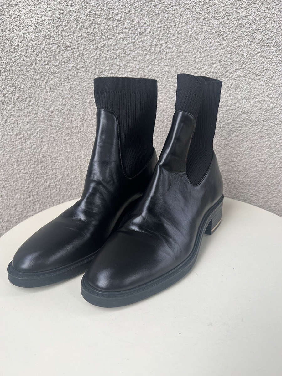 Zara Black Booties Ankle Boot Sz 39 Faux Leather