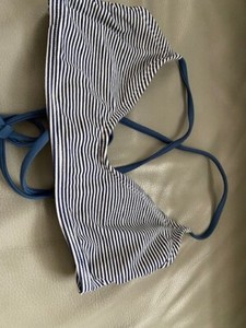 Girl top swimsuit Size S lined beach Vacation Blue White Teen Open Back summer