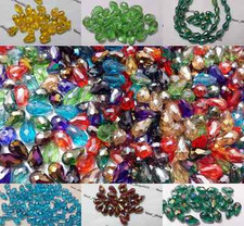 25 Teardrop Briolette Faceted Cut Glass Crystal Beads 10x15mm Jewellery making