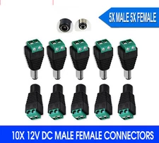 12V DC CCTV Male Female Power Balun Connector Adapter Plug Jack Socket Cable