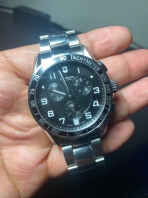 Victorinox Swiss Army 40mm clássico aço mostrador preto relógio de