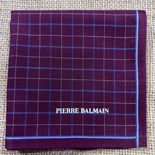MAN HANDKERCHIEF COTTON ART POCKET SQUARE 17" CLASSIC RED  BLUE CHECKED VINTAGE