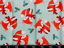 Tina Scrap 9"x21" Cute Little Fox Flower Christmas Winter Foxy Cotton Fabric