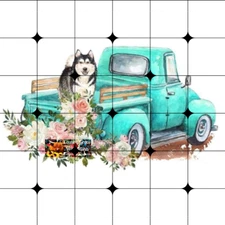Sublimation Print Old Truck Dog Ready to Press Heat Transfer