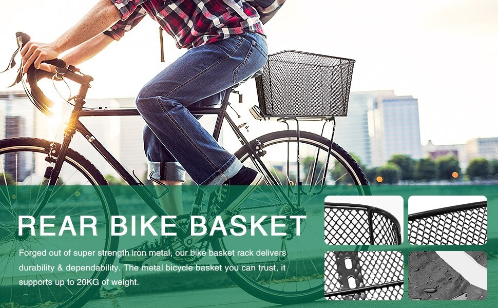 ANZOME Rear Bike Basket HeavyDuty Iron Wire Bicycle Cargo Rack 43 lb