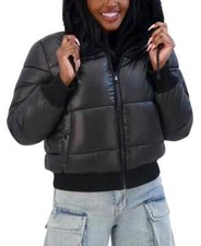  139.50 Steve Madden Juniors' Reversible Faux-Fur Hooded Puffer Coat, Black, XXL