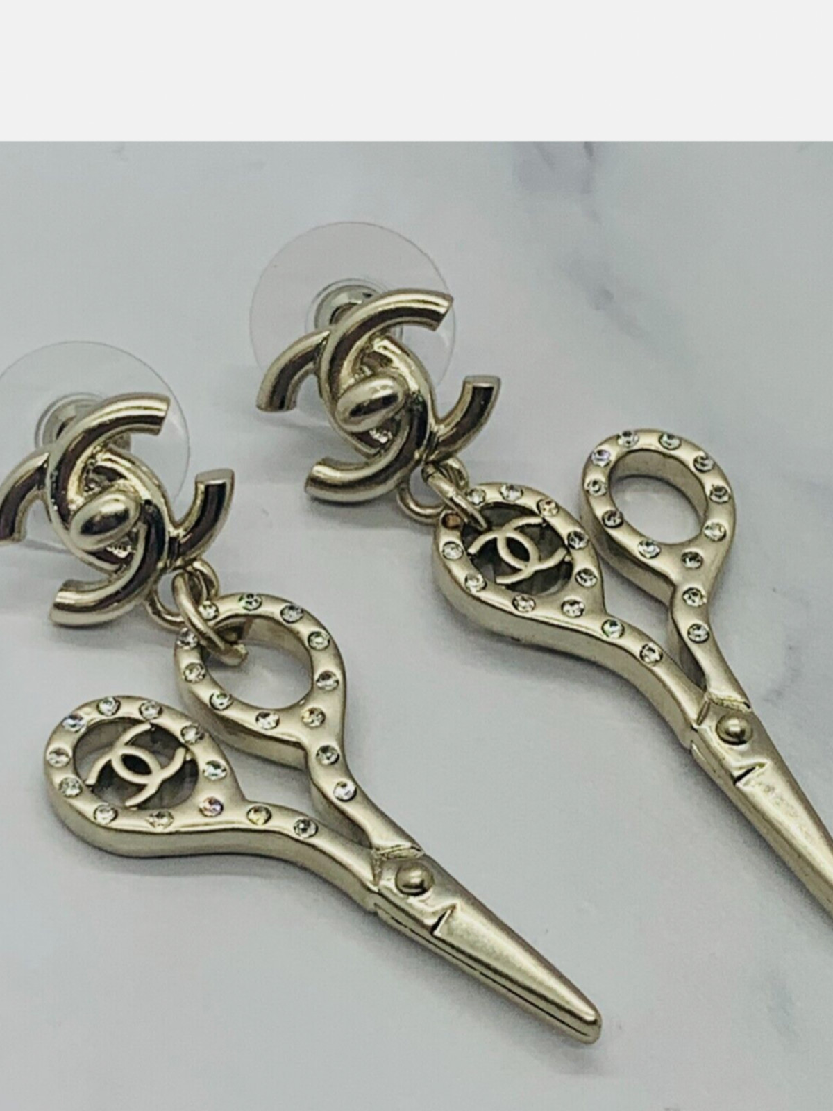 AUTHENTIC CHANEL CC TURNLOCK SCISSORS PIERCED EAR… - image 4
