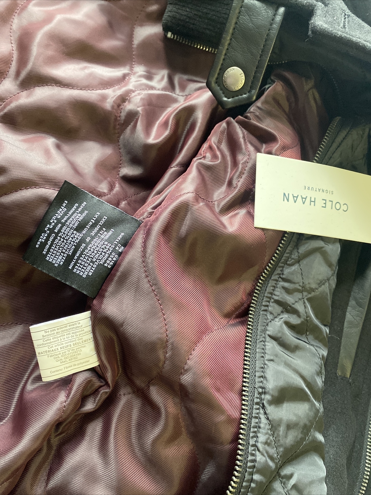 Cole Haan Signature Men's Black Wool Melton Coat with Nylon Bib S/P eBay