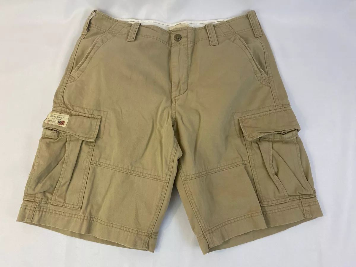 Ralph Lauren Denim Supply Cargo Shorts 36 Men's Khaki Cotton Relaxed Pockets