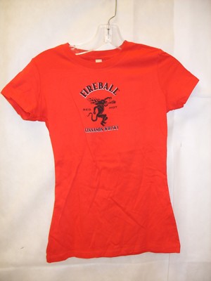 Fireball Zimt Whisky - Promo Damen Slim T-Shirt Figurbetont Neu