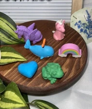 New Pencil Topper & Erasers Unicorn Norwal Frog Rainbow Unicorn Heart