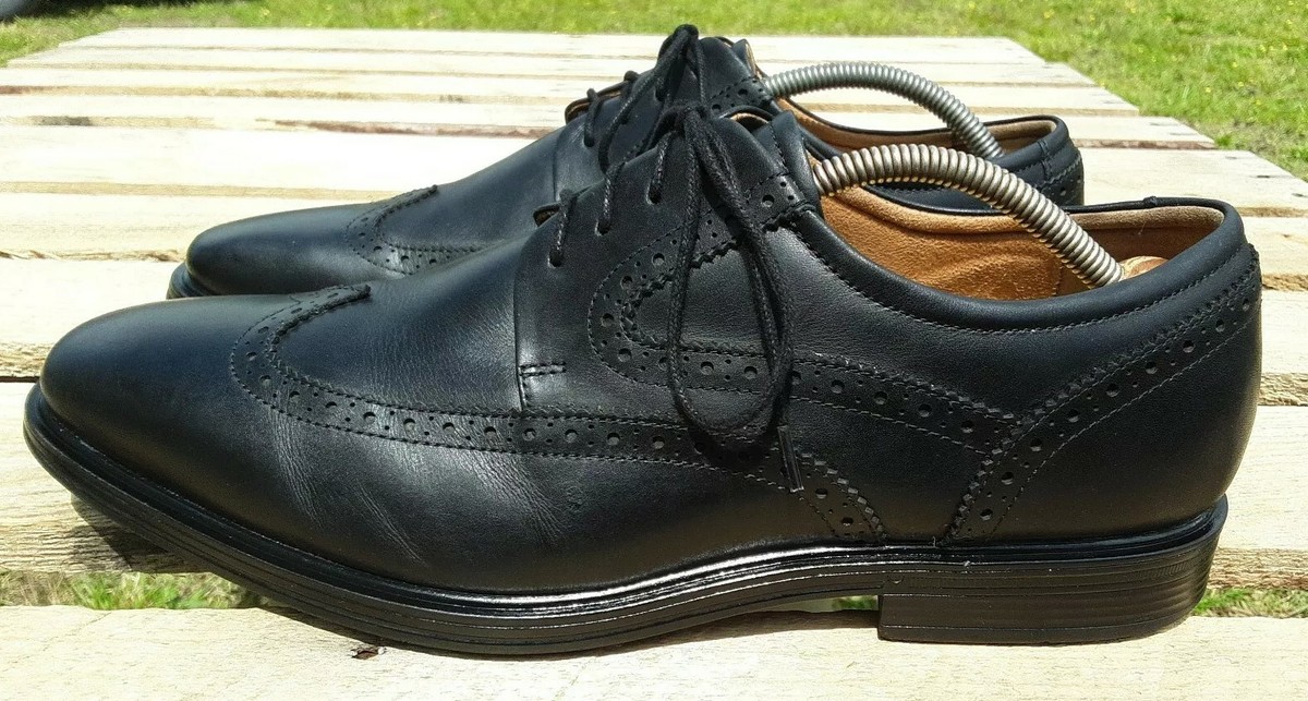Mens Florsheim Pinnacle Wingtip Oxford Shoes Black Leather 