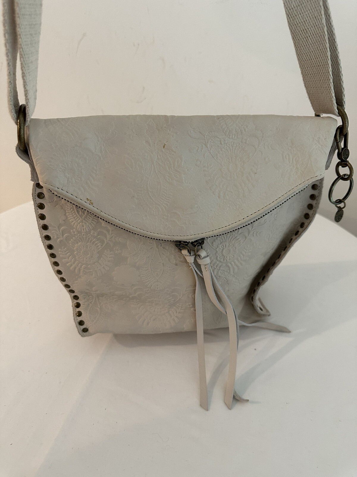 The Sak Silverlake Ivory Stamped Floral Embossed Leather Shoulder
