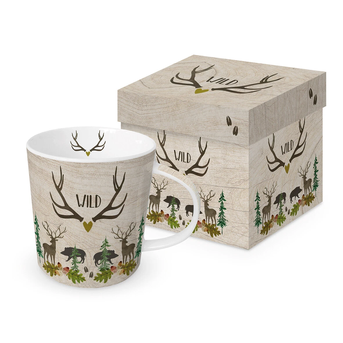 Edzard 2er-Set Teelichtglas/Windlicht Hirsch Ted ø 7x8 Cm Grün/gold Ab