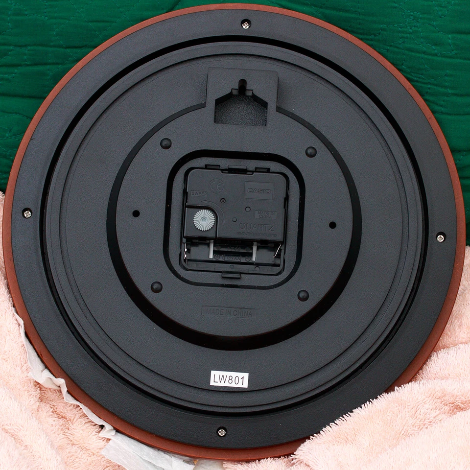 Casio IQ-126-5D Round Wood Frame White Face Easy to Read Wall Silent Clock New - Image 3 of 3