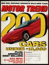 SEPTEMBER 1993 MOTOR TREND MAGAZINE DODGE T300, CAMARO vs FORD PROBE