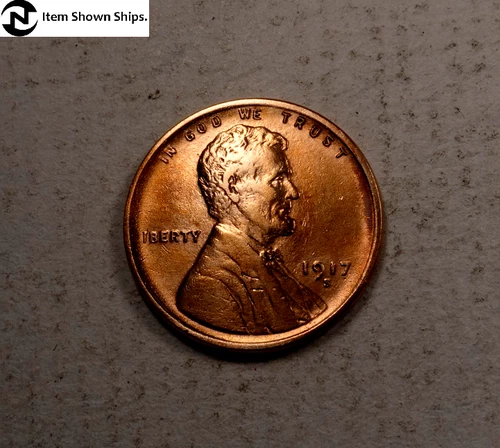 1917-S Lincoln Wheat Penny Cent ~ Gem BU (red) ~ (W470)