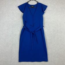 Oxford Dress Womens 10 Blue Rayon Blend Stretch Tie Waist Career Corporate