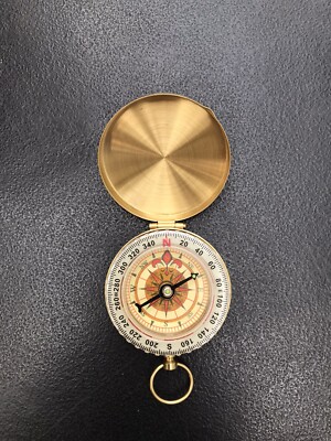 Pocket Brass Watch Style Compass  Out Door  Camping And Hiking