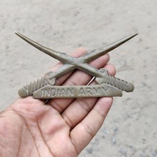 Vintage India Army Cross Swords Brass Badge India Decorative Collectible