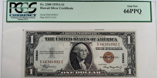 FLAWLESS 1935a $1 HAWAII SILVER CERTIFICATE PCGS GEM NEW 66 PPQ