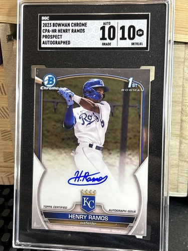 2023 1st Bowman Chrome Henry Ramos AUTO Prospect RC Graded SGC 10/10 Royals