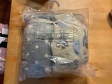 NWT Hudson Baby Royal 2 pack very soft blankets grey with stars grey blue animal