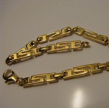 Bijoux Unisexe Parure 2PC Collier Bracelet Filigramme Grec Plaqué Or 18K Laminé